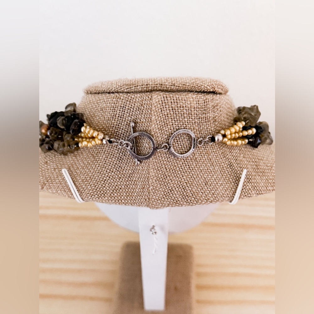Multi-strand Quartz and Freshwater Pearl Necklace with Sterling Silver Toggle - Picture 11 of 14